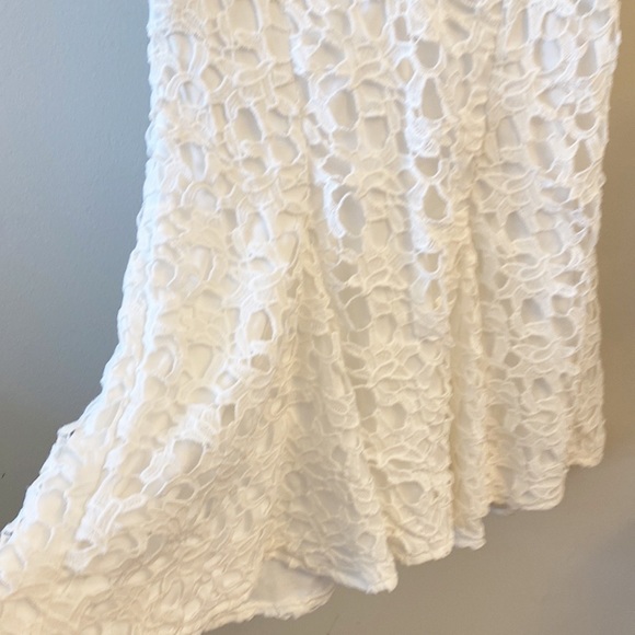 Tea & Cup Los Angeles White eyelet lace v neck halter mini dress cocktail Medium - Picture 10 of 12